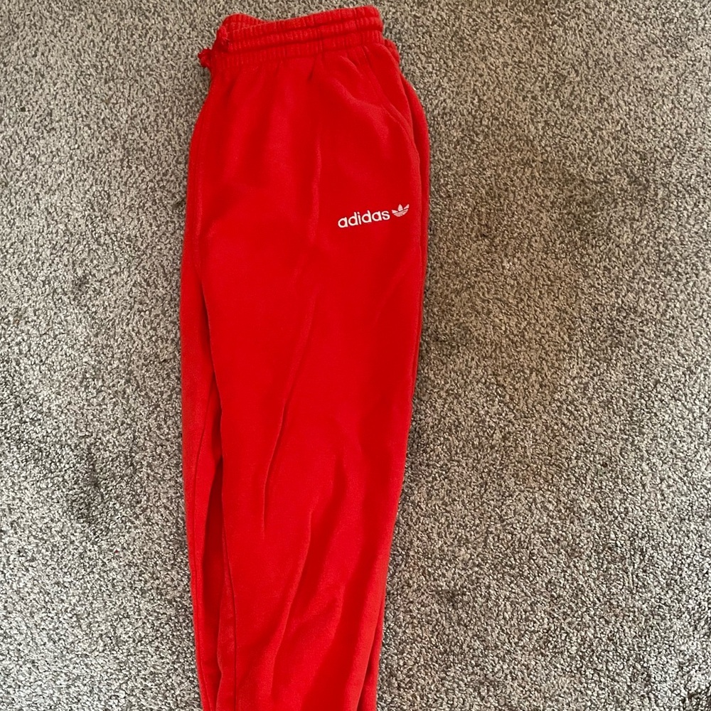 Adidas Red Tapered Sweatpants